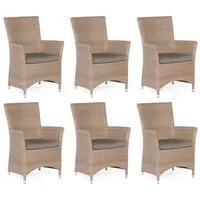 Sonnenpartner 6x Garten-Sessel Ikarus Aluminium/Polyrattan rustic-stream Gartens