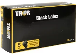 ABENA® Thor Black Latex Einmalhandschuhe, puderfrei, schwarz 1000012638 , 1 Packung = 100 Stück, Größe L