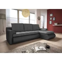Ecksofa Santi II mit schmutzabweisender Stoff - Polsterecke L-Form, Schlafsofa mit Bettkasten, Sofa mit Schlaffunktion, Couch (Grau + Grau (Madryt ... - Grau