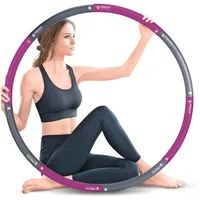 FEECCO FITNESS Hula-Hoop-Reifen für Erwachsene, Gewichtsverlust Fitnessreifen (Fitness-Set, 8-tlg), 8-teilig abnehmbar, verstellbare Gewichtsoptionen von 1 bis 2,3 kg grau|lila 1 kg