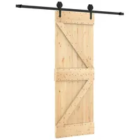 vidaXL Schiebetür rechts 70 x 210 cm Natürlich/Schwarz