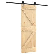 vidaXL Schiebetür rechts 70 x 210 cm Natürlich/Schwarz