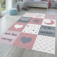 TT Home Kinderteppich Teppich Kinderzimmer Junge Mädchen Spielteppich Baby Modern, Farbe: Pink, Größe:80x150 cm