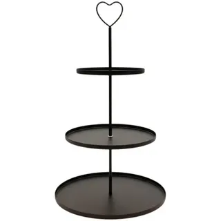 Meinposten Dekoetagere Etagere Paris 48x30 rund Metall 3-Stöckig Vintage Muffin Herz schwarz
