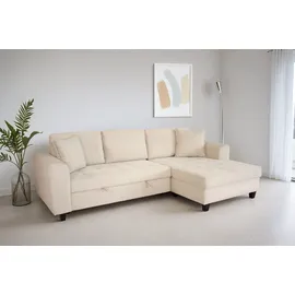 trends by hg Eckcouch Polyester mit Bettfunktion 3-Sitzer Beige