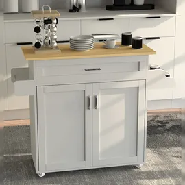 VCM Küchenmöbel Servierwagen Pastano Weiß / Honig-Eiche H. 89 x B. 114 x T. 39 cm