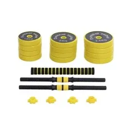 Homcom Hantelset 2-in-1 Langhantel 25 kg Gelb/Schwarz