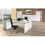 Kerkmann höhenverstellbarer Schreibtisch weiß rechteckig, Wangen-Gestell weiß 160,0 x 80,0 cm
