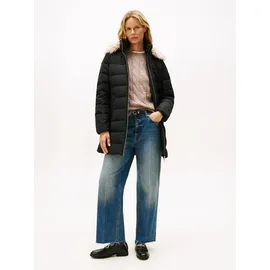 Tommy Hilfiger Damen, Daunenmantel mit abnehmbarem Kunstpelzbesatz, BLACK, S