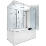SeniorBad Kombination Badewanne Dusche K80-WS-TH-C-EC-SC-EA Duschtempel 180x100 cm Schlauchreinigung + Scheibenversiegelung - Weiß