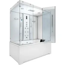 SeniorBad Kombination Badewanne Dusche K80-WS-TH-C-EC-SC-EA Duschtempel 180x100 cm Schlauchreinigung + Scheibenversiegelung - Weiß