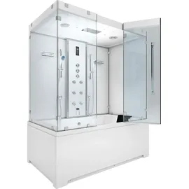 SeniorBad Kombination Badewanne Dusche K80-WS-TH-C-EC-SC-EA Duschtempel 180x100 cm Schlauchreinigung + Scheibenversiegelung - Weiß