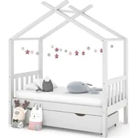 vidaXL Kinderbett mit Schublade Weiß Massivholz Kiefer 70x140 cm