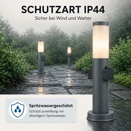 GLOBO LED Sockelleuchte 2 Steckdosen anthrazit