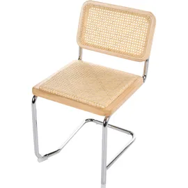 Beliani Esszimmerstuhl Cordova Rattan Hellbraun 2er Set