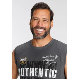 MAN'S WORLD Muscleshirt MAN'S WORLD, Herren, Gr. M (48/50), grau, Single Jersey, Obermaterial: 100% Baumwolle, bedruckt, normal, Rundhals, Shirts, ohne Ärmel, bedruckt, Rundhalsausschnitt, aus Baumwolle, Topseller