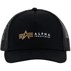 Trucker Cap ALPHA INDUSTRIES "Alpha Industries Accessoires - Headwear Alpha Label Trucker Cap", Damen, Gr. onesize, schwarz, Obermaterial 1: 100% Baumwolle, Obermaterial 2: 100% Polyester, Caps