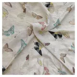 BrightGlow Blumen Stoff Meterware Stoff zum Nähen Ethnisches Muster Baumwoll-Leinenstoff Retro-Dekostoff Blumenstoff Pflanzen Dekostoffe mit Blumendruck Kostümstoff für DIY Nähen Weiß#14 100X145cm