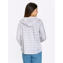 Classic Basics Shirtjacke CLASSIC BASICS "Sweatjacke", Damen, Gr. 56, weiß, hellgrau, bedruckt, 100% Baumwolle, gemustert, mehrfarbig, Shirts Shirtjacke