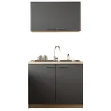 Respekta Merle Pantry-Küche mit integrierter Spüle 100 cm grau