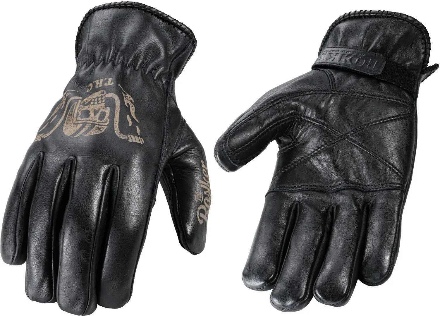 Rokker Tattoo Ape Motorrad Handschuhe, schwarz, Größe S