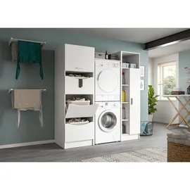 xonox.home Free Waschmaschinenschrank 66 x 195 cm Weiß Spanplatte