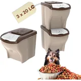 GarPet 3x Hundefutter Aufbewahrung Futtertonne Katze Futtertonne Hund Tierfutterbehälter Trockenfutter Aufbewahrung Futterbox Hund Hundefutter Box 3 x 20