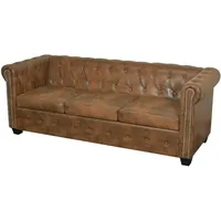 vidaXL Chesterfield-Sofa 3-Sitzer Kunstleder Braun