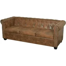vidaXL Chesterfield-Sofa 3-Sitzer Kunstleder Braun