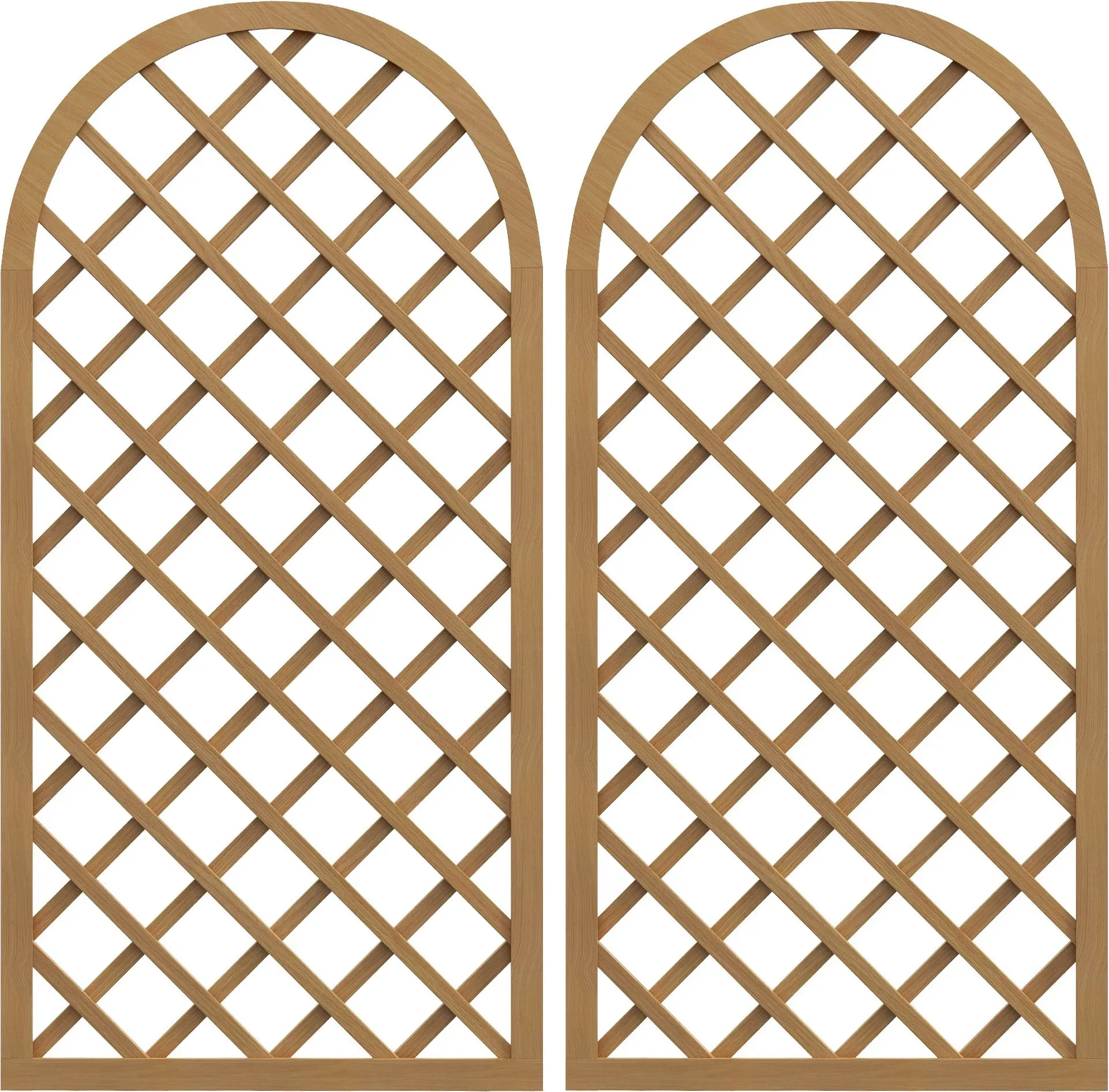 Outsunny Lot de 2 Gitter für den Garten aus Holz - Bogenpaneele für Kletterpflanzen - Maße einer Paneele: 60L x 120H cm   Aosom