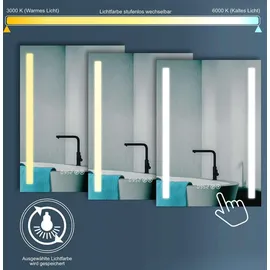 Hoko Badspiegel LED ANTIBESCHLAG SPIEGELHEIZUNG. und Digital Uhr! 70 x 50 cm im Quer Format (WEEE-Reg. Nr.: DE 40647673)