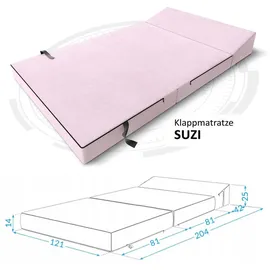 Fdm Klappmatratze 120x200 cm Futonsofa Suzi Maxi Kaltschaum Polyurethan Höhe 14 cm Trinity rosa