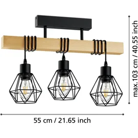 EGLO Pendelleuchte Townshend 5 schwarz braun 55 x 20 x 36 cm