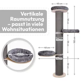 Pet Violet Kratzbaum wandmontiert 185 cm grau