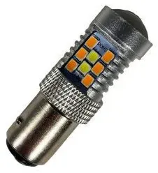 LED-Lampe BA15 mit 28 SMD-2835-LEDs und Linse – kombiniert für Blinker und Tagfahrlicht
