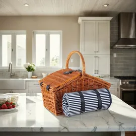 Tectake Picknickkorb Usedom braun 46,00 cm x 43,50 cm x 30 cm