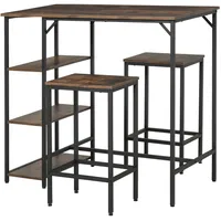 Homcom Bartisch-Set Spanplatte Stahl