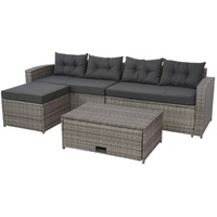 MCW J34 Polyrattan Lounge-Garnitur grau/dunkelgrau inkl. Kissen + Polster