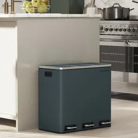 Songmics Mülleimer, Mülltrennsystem, 3 x 18 L, ergonomisch, 3 Fächer