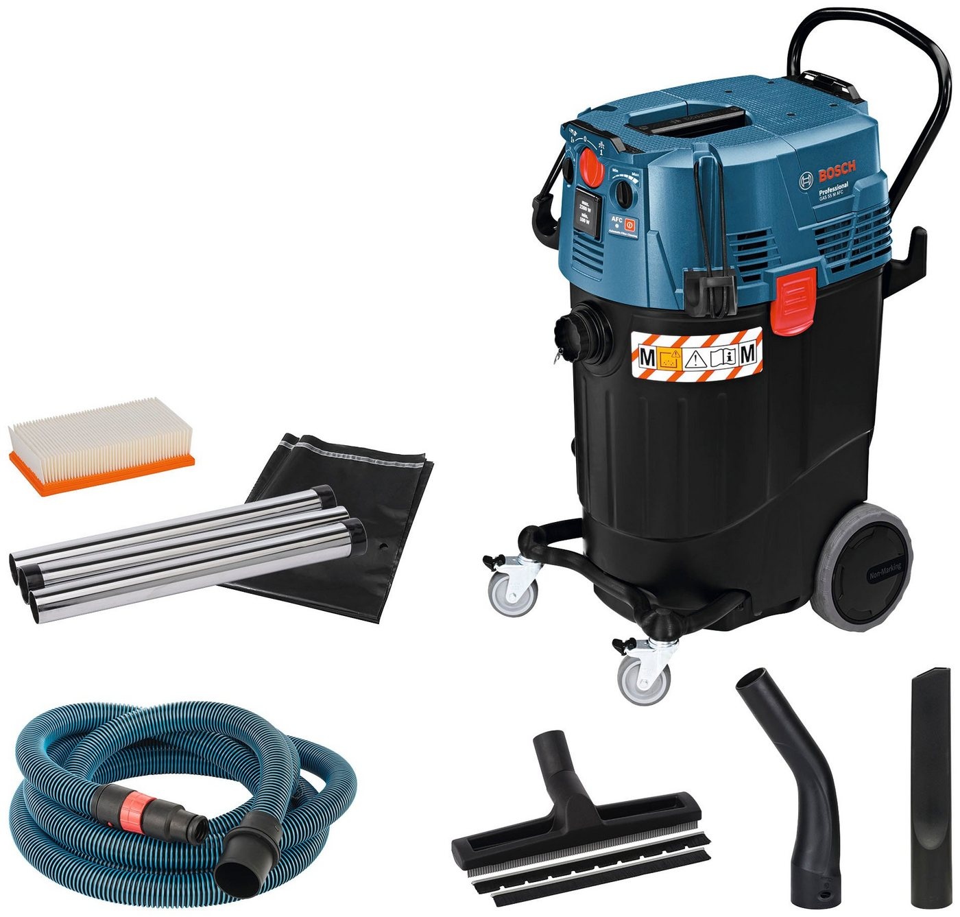 Preisvergleich Produktbild Bosch Professional Nass-Trocken-Sauger GAS 55 M AFC, 1200 W, beutellos, mit Beutel blau|schwarz