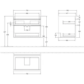 Villeroy & Boch Waschtischunterschrank 2 Auszüge 75,3 x 59 x 50,2 cm Weiß