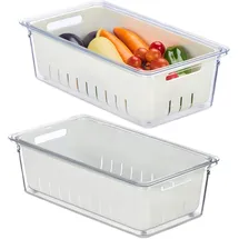 Relaxdays Kühlschrank Organizer 2er Set transparent/weiß