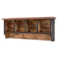 DESIGN DELIGHTS Wandgarderobe, Graubraun, Holz, Echtholz,Recyclingholz, Vintage, 70x27x11 cm,