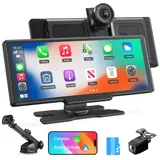 Avylet Wireless Carplay mit 4K Dashcam,9 Zoll Touchscreen Android Auto,1080P Rückfahrkamera,GPS Navigation,Autoradio Bluetooth, Freisprecheinrichtung,Spiegelverbindung,Sprachsteuerung