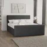 kaiser möbel Boxspringbett mit bettkasten und topper 180x200 TRENTO stoff Plüsch Cord Graphit H3-Bonell - Grau