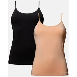 NAHTLOSES BAMBUS TANKTOP - 2-Pack - Schwarz | Beige - M/L