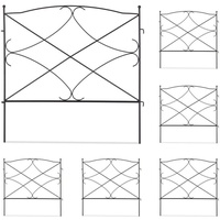 relaxdays Beetbegrenzung 6-tlg. Beetzaun aus Metall schwarz