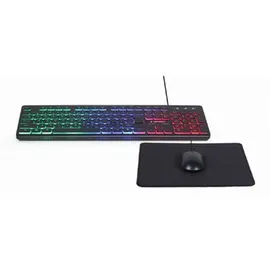 Gembird KBS-UML-01, Kabelgebunden, USB, QWERTY, LED, Schwarz, Maus enthalten - Schwarz
