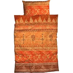 Bettwäsche CASATEX "Indi", orange (terra), B/L: 135cm x 200cm, , Satin, B/L: 80cm x 80cm, Satin, Obermaterial: 100% Baumwolle, Bettwäsche, romantisch, orientalisch, weich und gemütlich