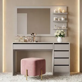 beautysofa SCHMINKTISCH Malta mit 5 Schubladen, mit Spiegel, grifflos, Kaschmir